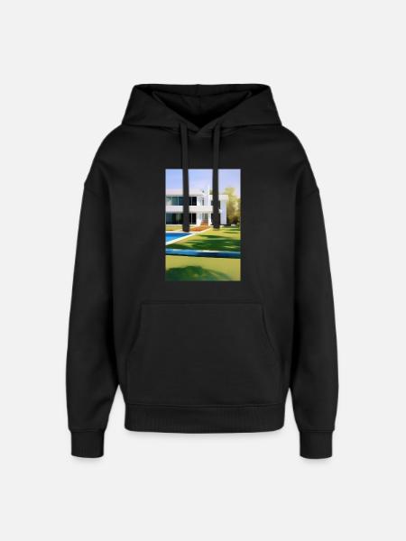 White villa with pool - Oversized Unisex Hoodie by Stanley/Stella - black