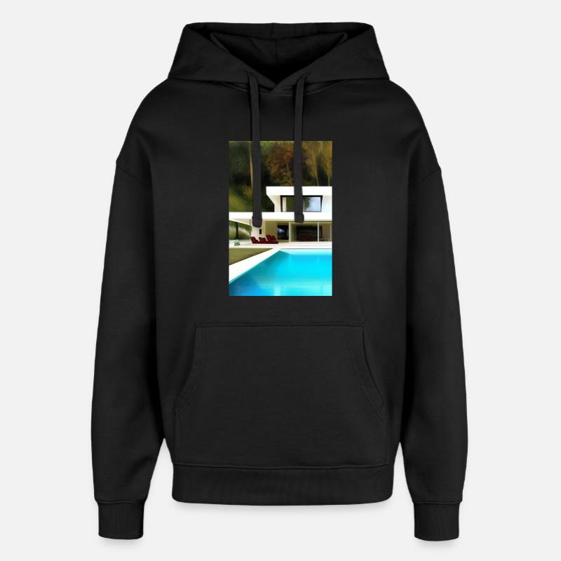 Weiße Villa mit Pool - Oversized Unisex Hoodie von Stanley/Stella - Schwarz