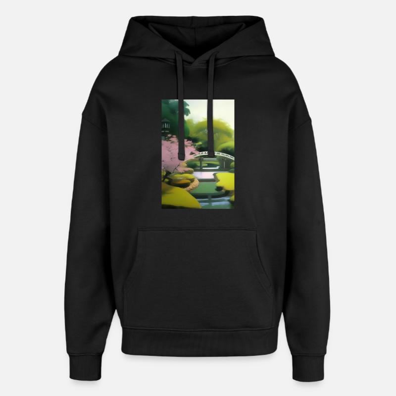 Jardin zen chinois - Sweat à capuche unisexe Stanley/Stella Oversized - noir