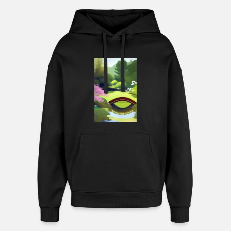 Jardin zen chinois - Sweat à capuche unisexe Stanley/Stella Oversized - noir