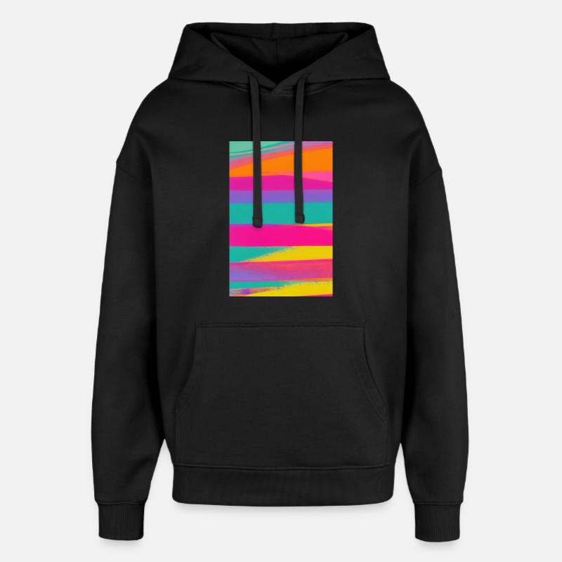 Retro Muster Bunt - Oversized Unisex Hoodie von Stanley/Stella - Schwarz