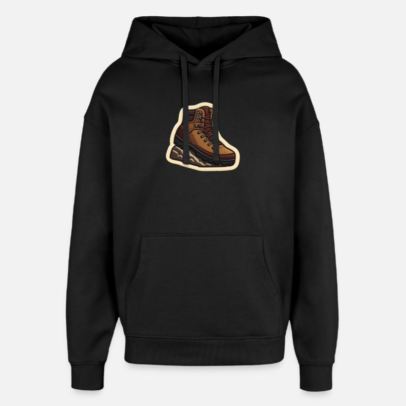 Wanderstiefel Patchstickerei - Oversized Unisex Hoodie von Stanley/Stella - Schwarz