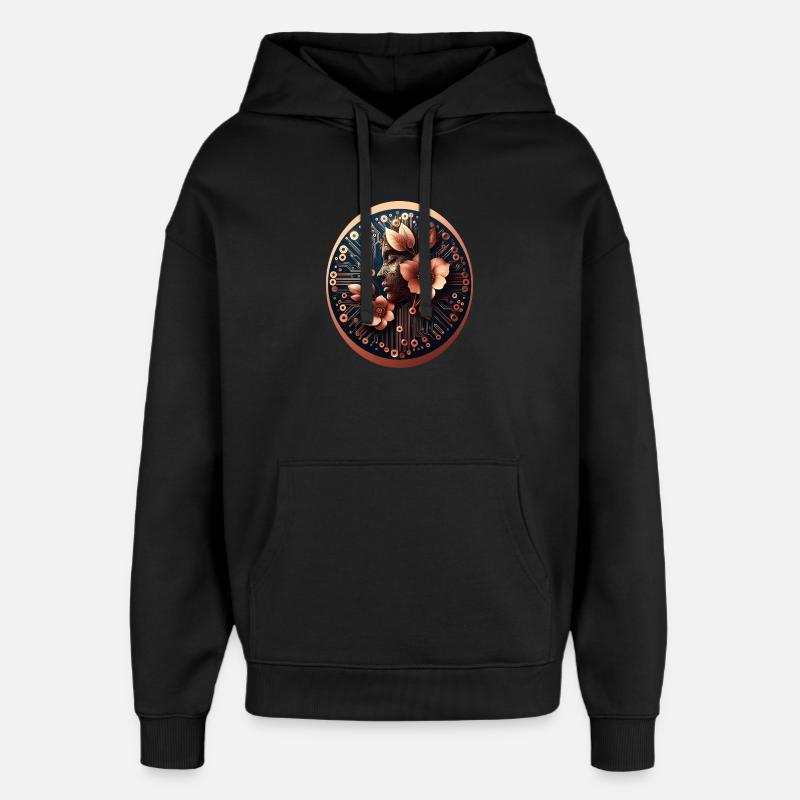 Biotechnologie AI Design Fleurs - Sweat à capuche unisexe Stanley/Stella Oversized - noir