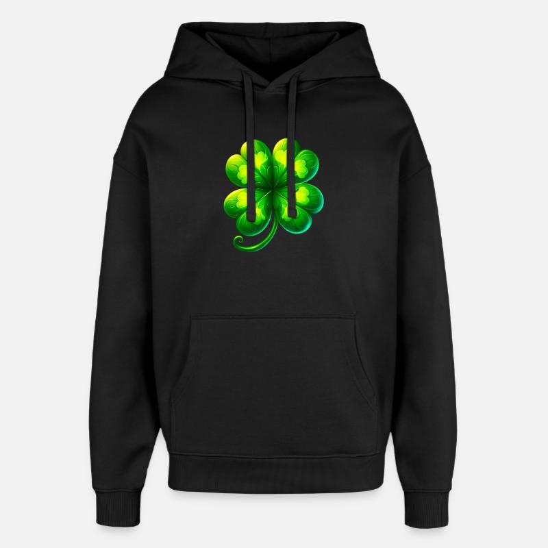 Vierblättriges Kleeblatt - Oversized Unisex Hoodie von Stanley/Stella - Schwarz