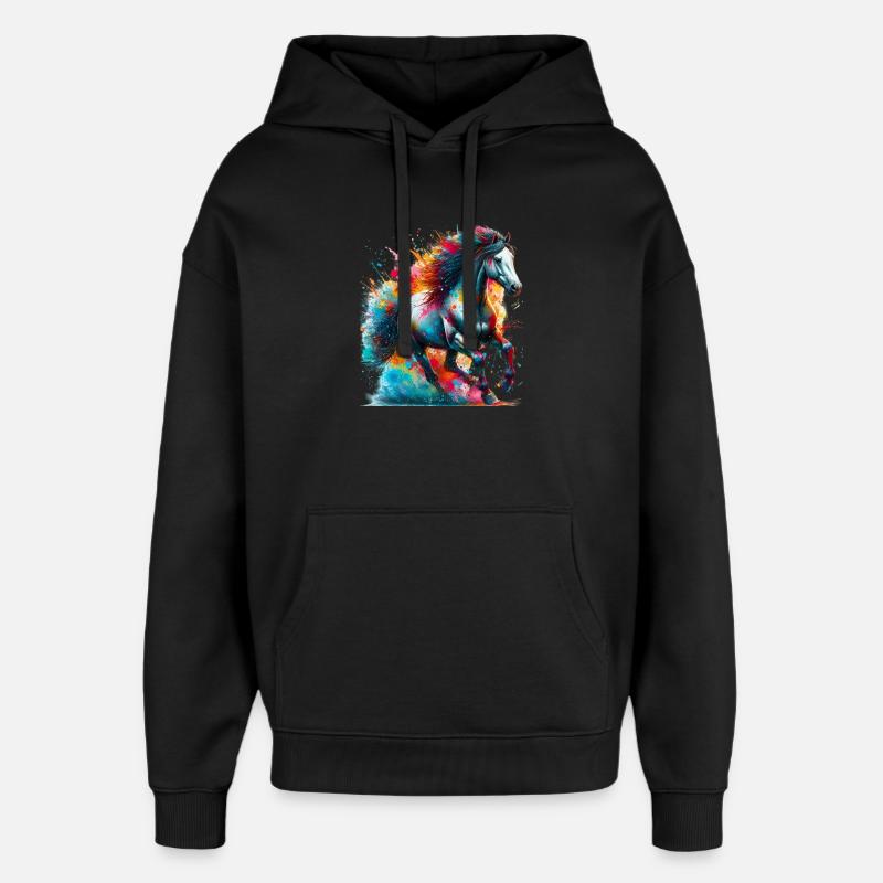 Pferd - Oversized Unisex Hoodie von Stanley/Stella - Schwarz