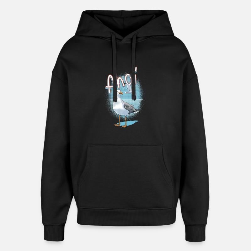 Ahoy illustration de mouette - Sweat à capuche unisexe Stanley/Stella Oversized - noir