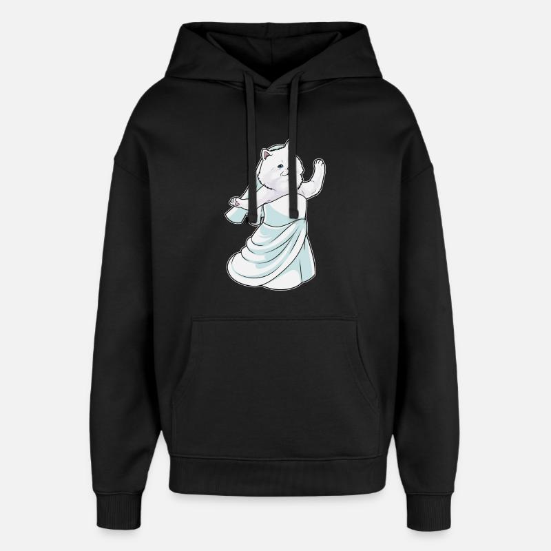 Chat persan robe de mariée - Sweat à capuche unisexe Stanley/Stella Oversized - noir