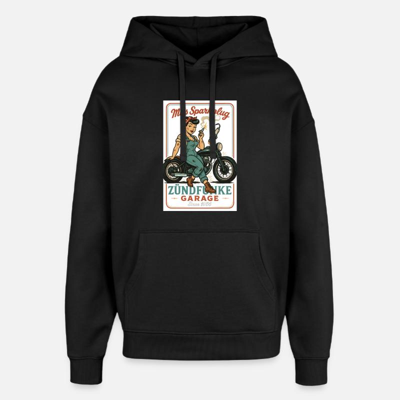 Miss Sparkplug – Zündfunke Garage Queen - Oversized Unisex Hoodie by Stanley/Stella - black
