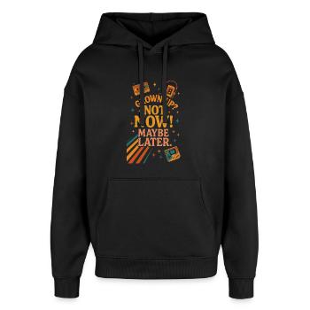 Zitat zum Meilenstein des Retro-Gaming-Wachstums - Oversized Unisex Hoodie von Stanley/Stella - Schwarz - Vorne - AI Model Female 172 light (172cm) & AI Model Male 185 light (185cm)