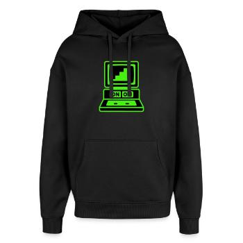 Ordinateur Minimal Pop Art - Sweat à capuche unisexe Stanley/Stella Oversized - noir - Devant - AI Model Female 172 light (172cm) & AI Model Male 185 light (185cm)