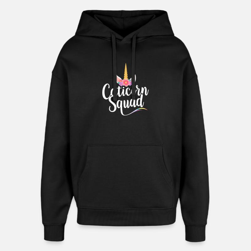 Caticorn Squad - Oversized Unisex Hoodie by Stanley/Stella - black