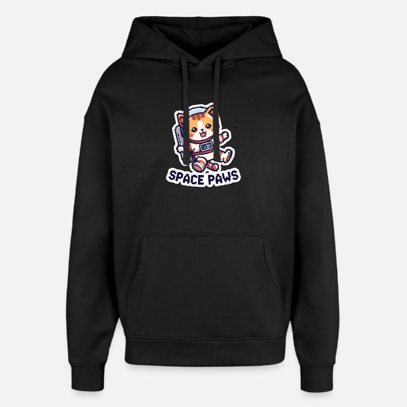 Space Paws – Pixel Cat in Space - Oversized Unisex Hoodie von Stanley/Stella - Schwarz