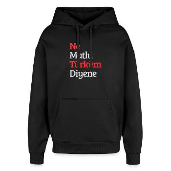 Turkei Design  - Oversized Unisex Hoodie von Stanley/Stella - Schwarz - Vorne - AI Model Female 172 light (172cm) & AI Model Male 185 light (185cm)