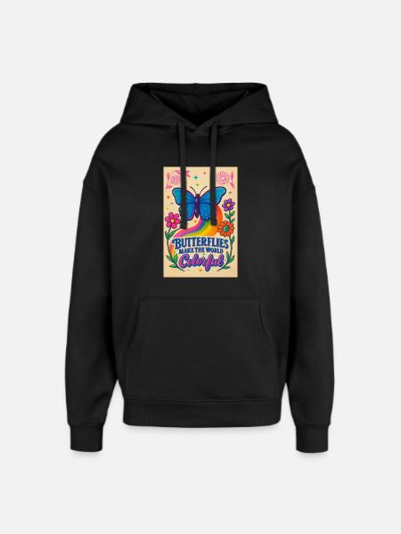 Papillon Couleur Monde Motif - Sweat à capuche unisexe Stanley/Stella Oversized - noir