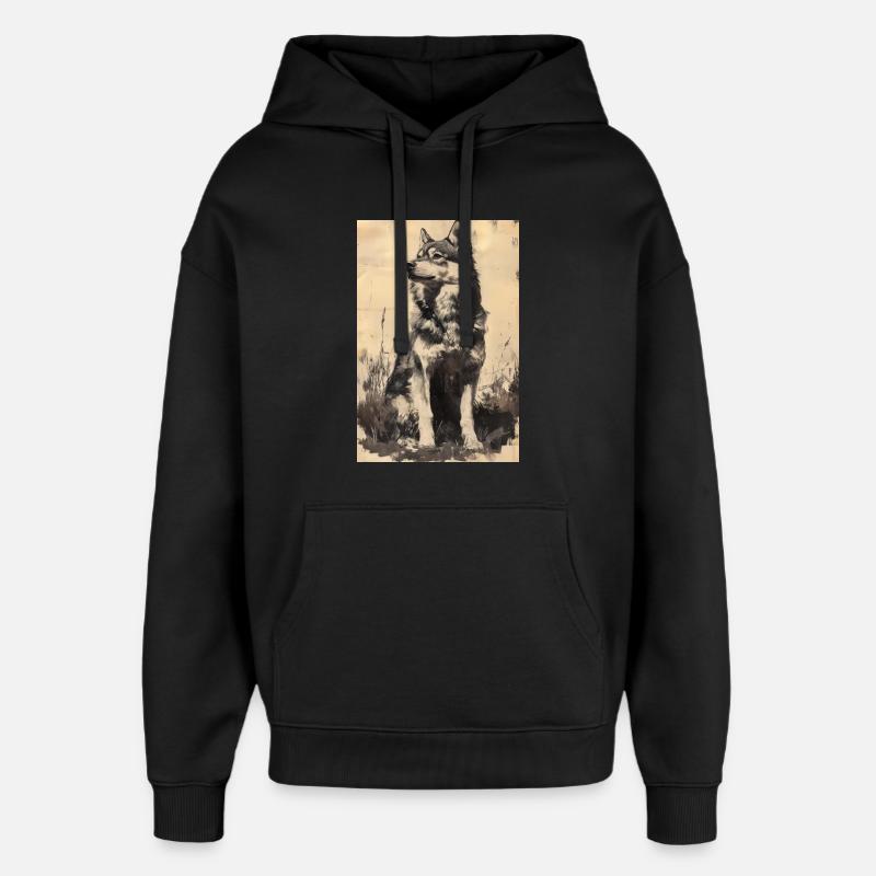 Illustration eines Wolfes - Oversized Unisex Hoodie von Stanley/Stella - Schwarz