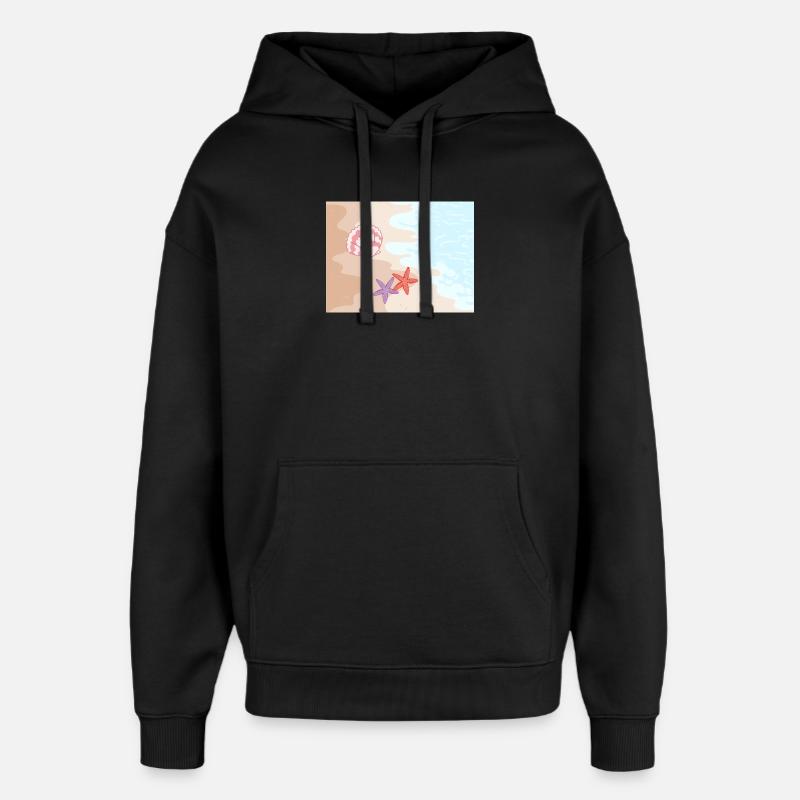 Summer beach starfish and shells - Oversized Unisex Hoodie by Stanley/Stella - black