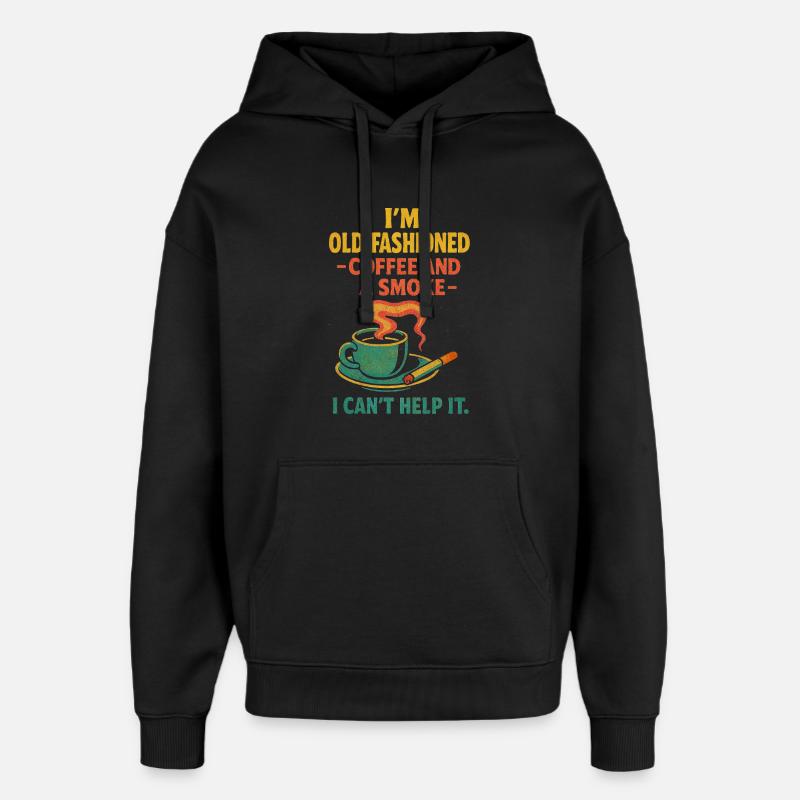 Altmodischer Kaffee und eine Zigarette - Oversized Unisex Hoodie von Stanley/Stella - Schwarz