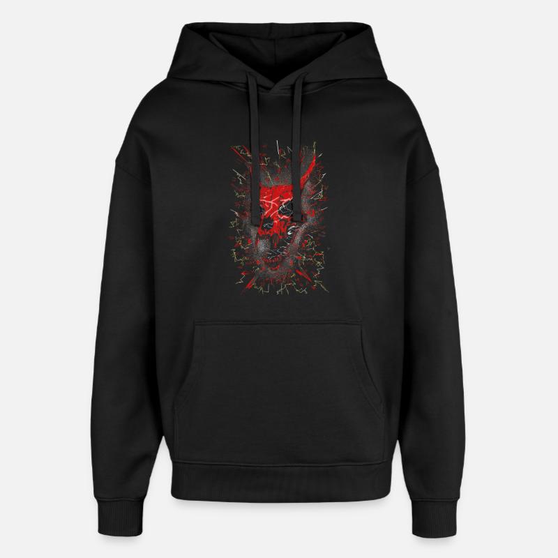 Crâne de Démon Brisé au néon - Sweat à capuche unisexe Stanley/Stella Oversized - noir