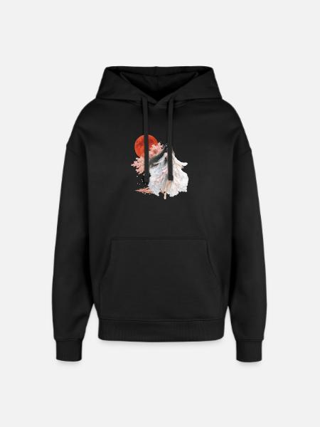 Moonlit Blossom Enchantress - Oversized Unisex Hoodie by Stanley/Stella - black