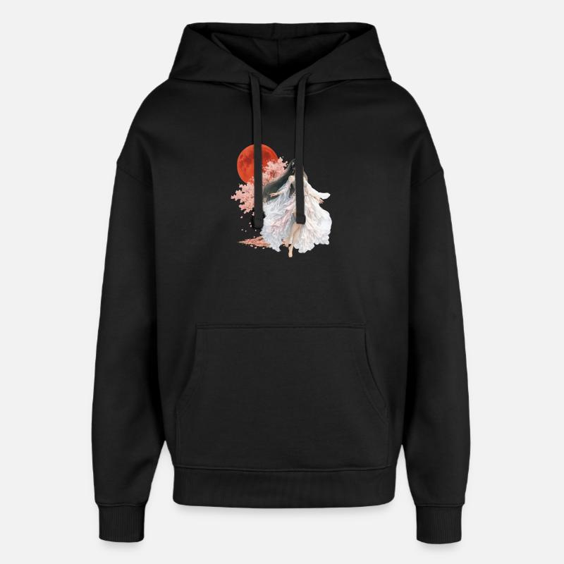 Enchanteresse Fleur au Clair de Lune - Sweat à capuche unisexe Stanley/Stella Oversized - noir