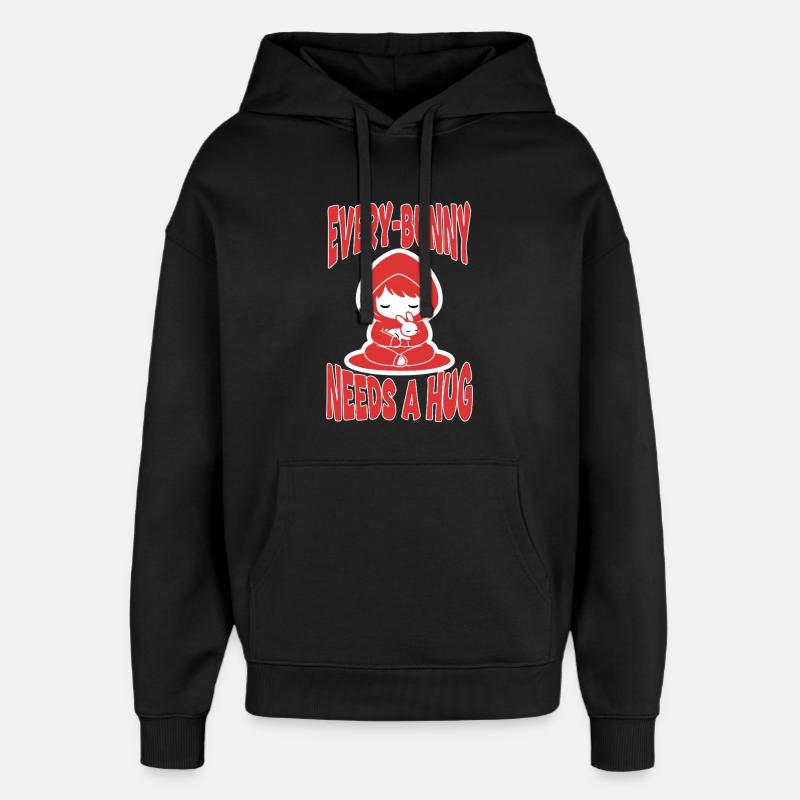 Lapin Hug Every-Bunny Manga Mignon - Sweat à capuche unisexe Stanley/Stella Oversized - noir