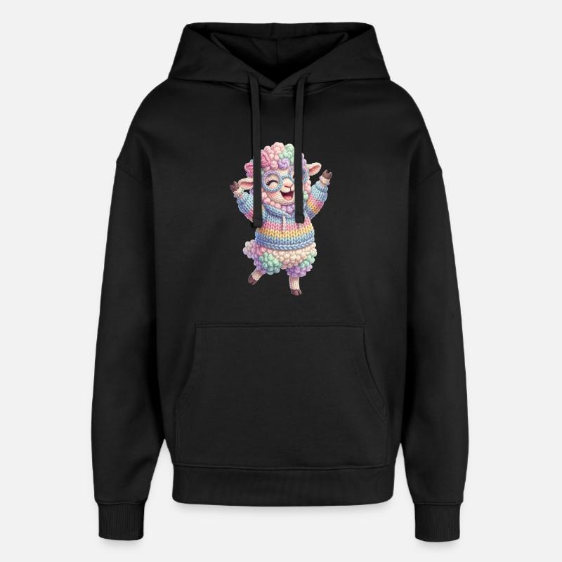 Schaf Glücklich - Oversized Unisex Hoodie von Stanley/Stella - Schwarz