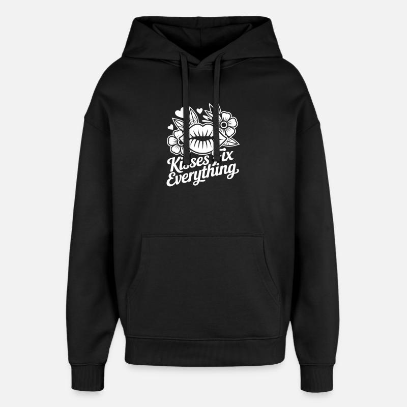 I baci guariscono tutto - Stanley/Stella Oversized Felpa con cappuccio unisex - nero