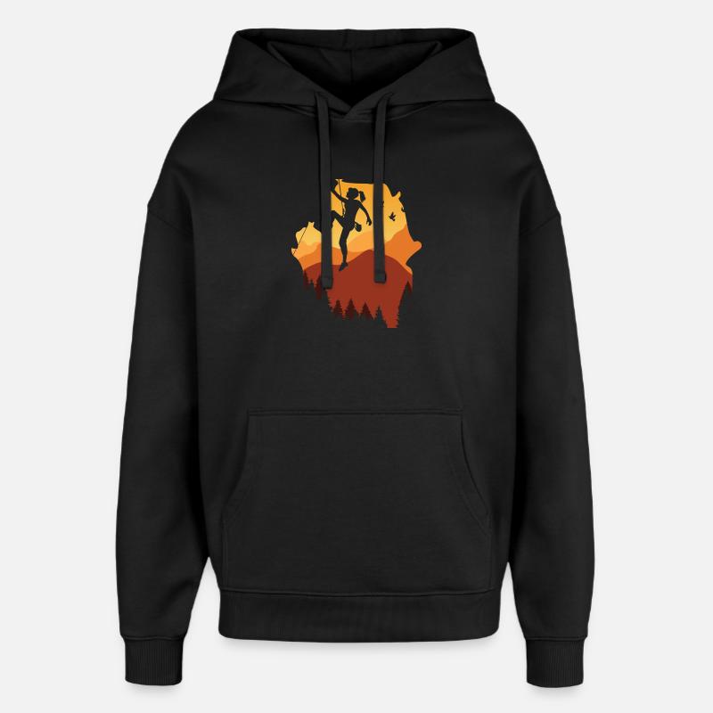Aventure des Grimpeurs à Sunset Mountain - Sweat à capuche unisexe Stanley/Stella Oversized - noir