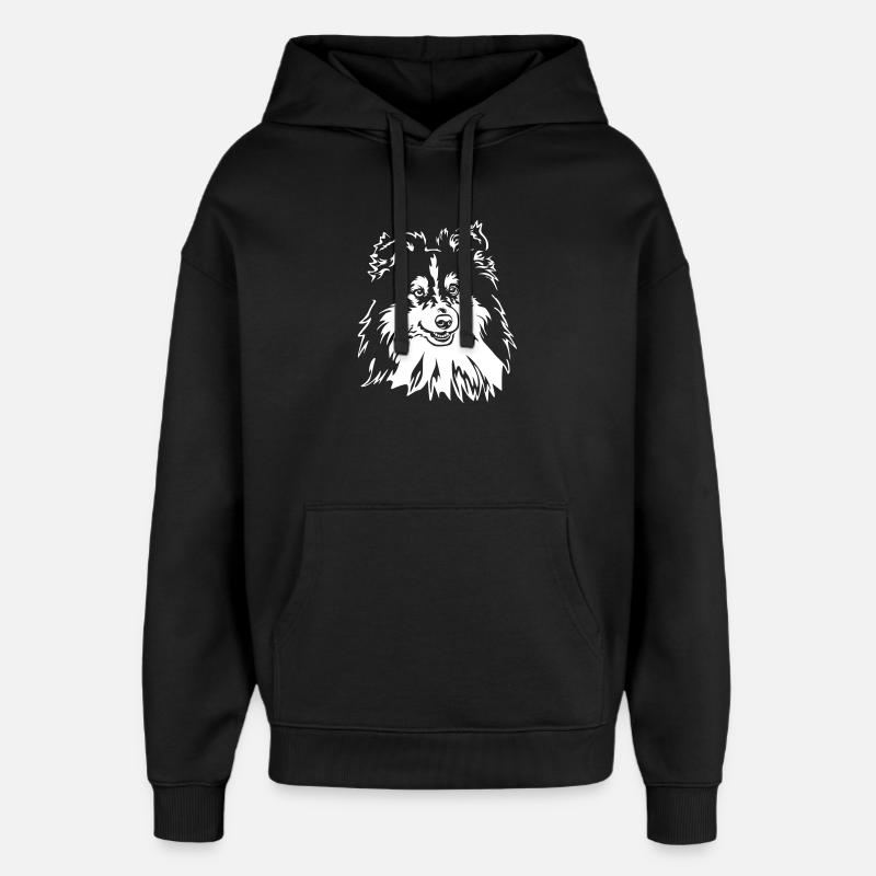 Sheltie Head "Black Edtion" - Oversized Unisex Hoodie by Stanley/Stella - black