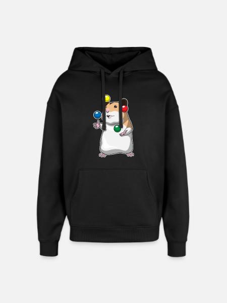 Hamster juggler juggling - Oversized Unisex Hoodie by Stanley/Stella - black