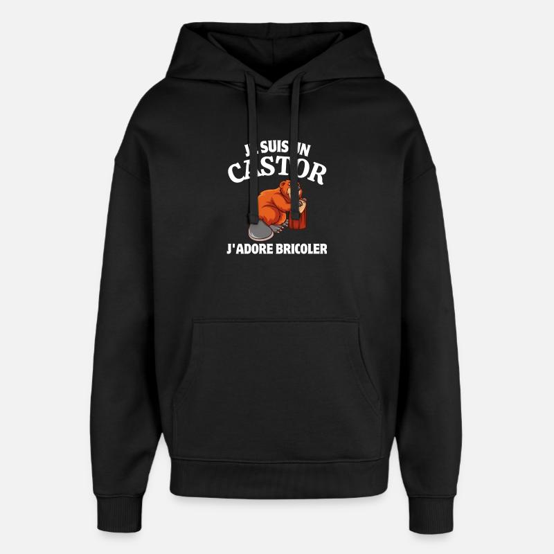 bricoler, bricolage, bricoleur - Sweat à capuche unisexe Stanley/Stella Oversized - noir
