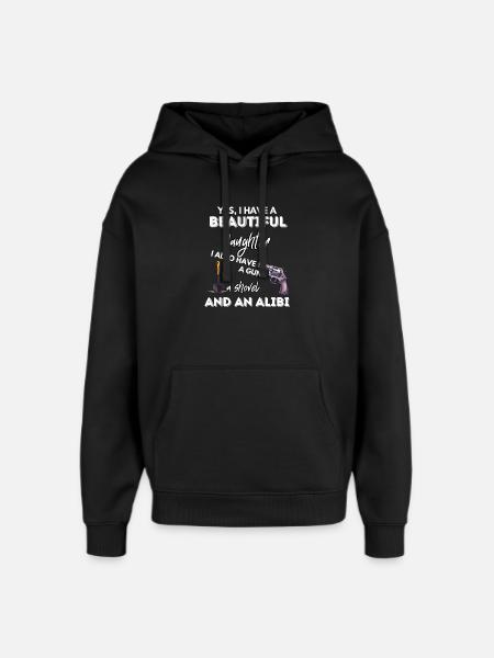 Daughter Gun Shovel Alibi - Oversized Unisex Hoodie by Stanley/Stella - black