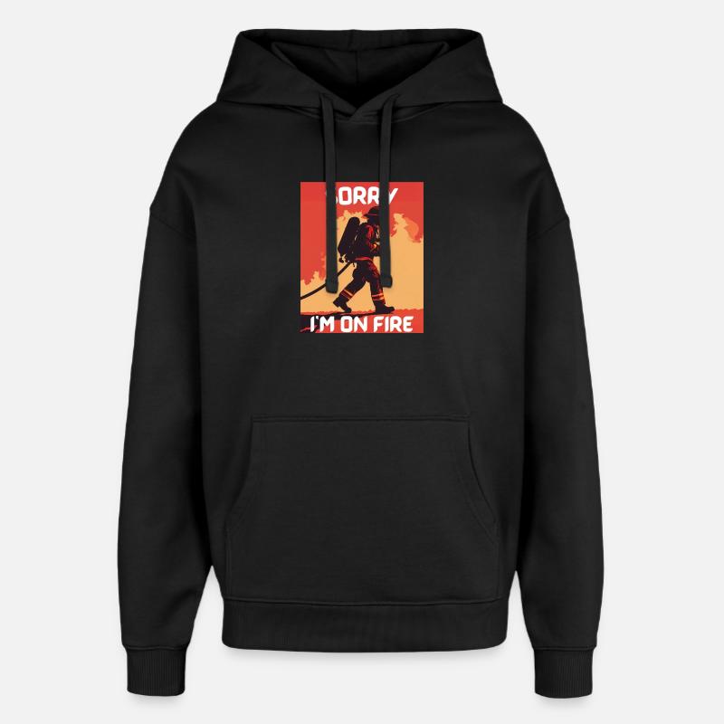 Pompier en feu - Sweat à capuche unisexe Stanley/Stella Oversized - noir