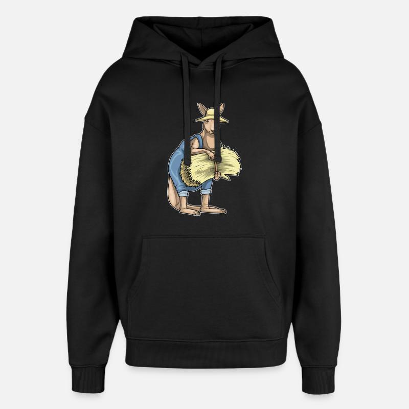 Kangaroo Farmer Straw - Oversized Unisex Hoodie by Stanley/Stella - black
