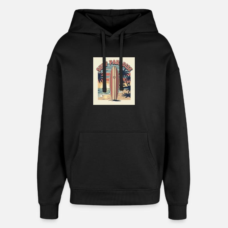 Surf Paradise Retro Design - Oversized Unisex Hoodie by Stanley/Stella - black