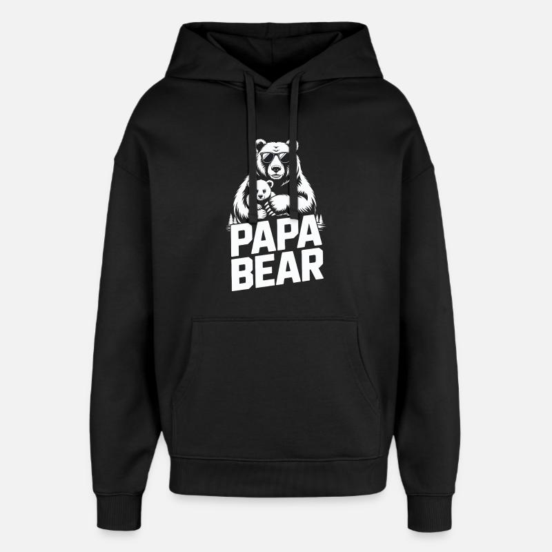 Papa ours - Sweat à capuche unisexe Stanley/Stella Oversized - noir