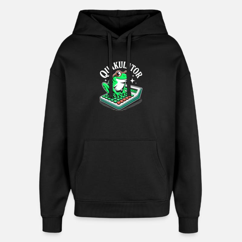 Funny Saying Math Frog Calculator - Oversized Unisex Hoodie by Stanley/Stella - black