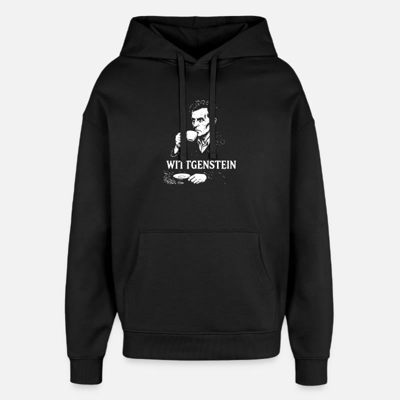 Wittgenstein Philosopher Coffee Portrait - Oversized Unisex Hoodie by Stanley/Stella - black