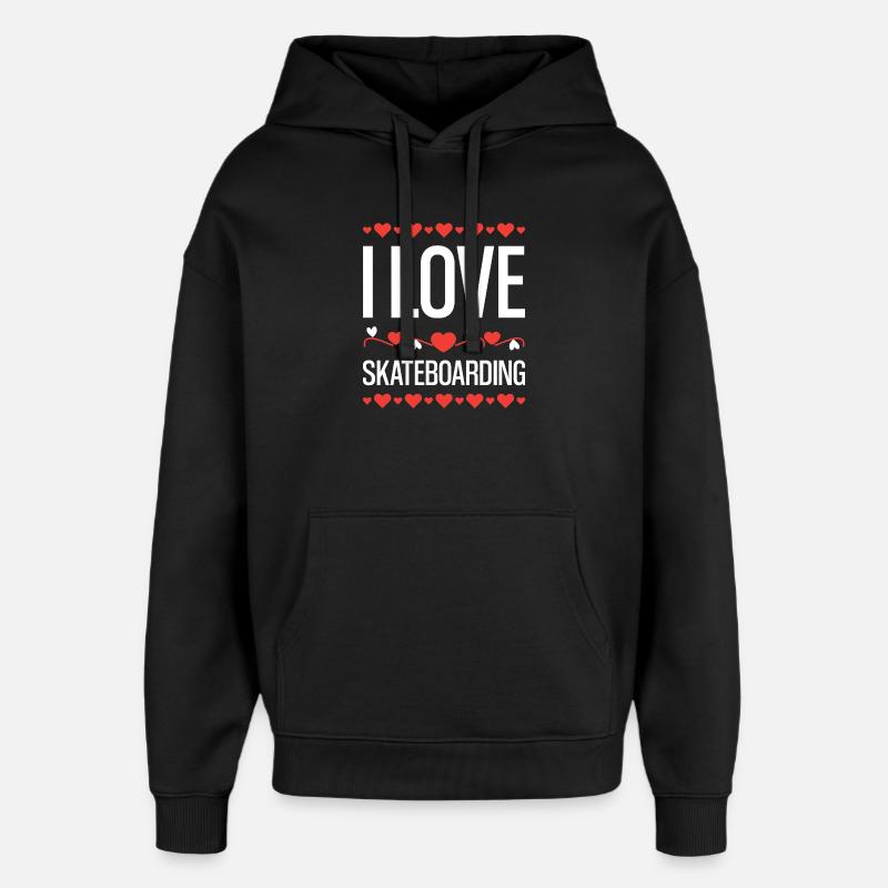 J’adore le skateboard - Sweat à capuche unisexe Stanley/Stella Oversized - noir