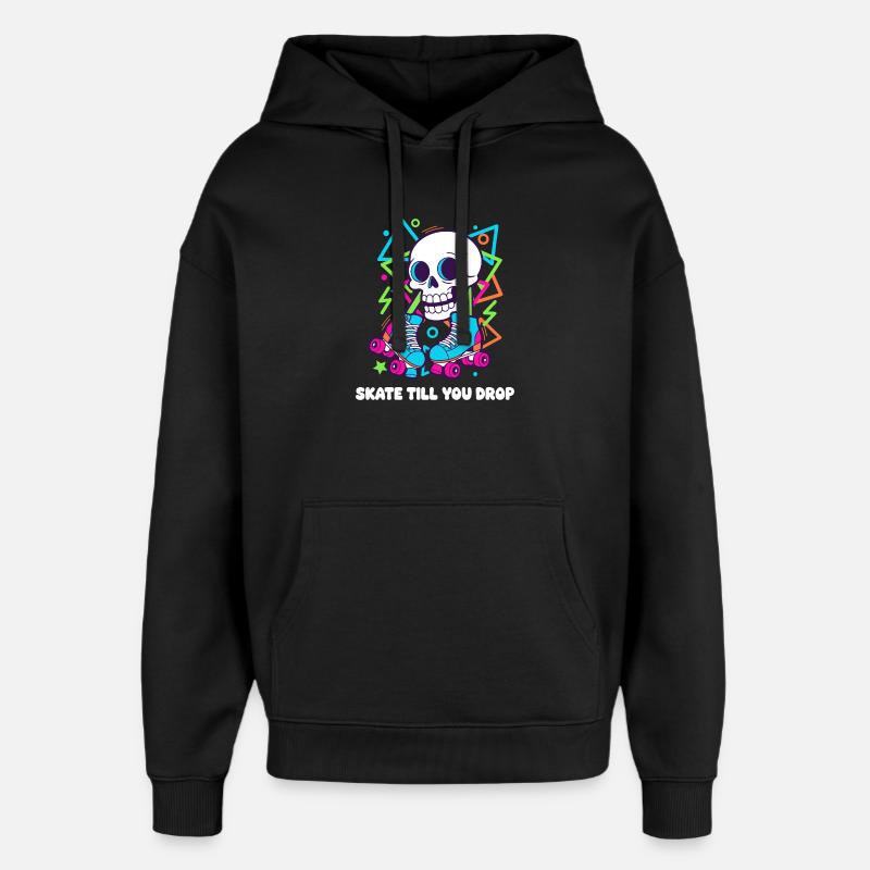 Skeleton Roller Neon Groove - Oversized Unisex Hoodie by Stanley/Stella - black