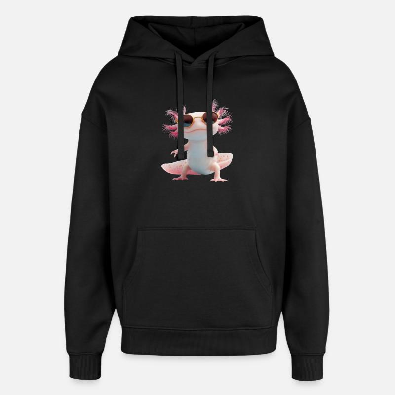 Axolotl avec lunettes de soleil - Sweat à capuche unisexe Stanley/Stella Oversized - noir