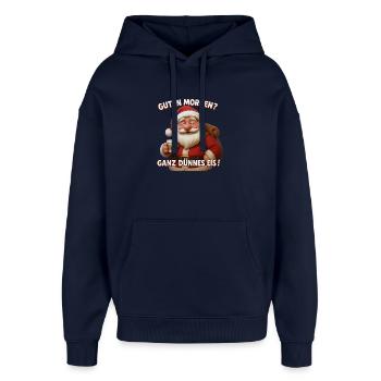 Frecher Xmas Spruch Santa ganz dünnes eis - Oversized Unisex Hoodie von Stanley/Stella - Navy - Vorne - AI Model Female 172 light (172cm) & AI Model Male 185 light (185cm)