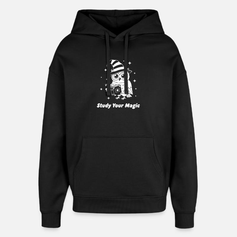 Magic owl learns magic - Oversized Unisex Hoodie by Stanley/Stella - black
