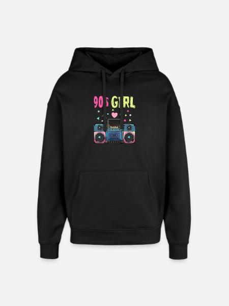 Retro 90s Girl Boombox Style - Oversized Unisex Hoodie by Stanley/Stella - black