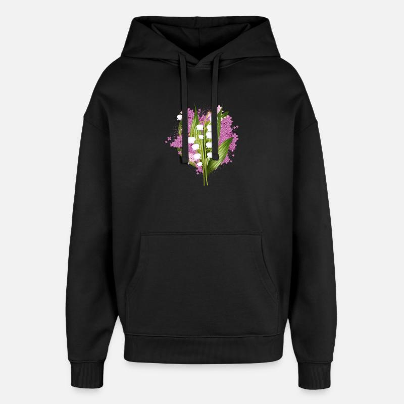 Muguet-de-vallée et lilas comme salut printanier - Sweat à capuche unisexe Stanley/Stella Oversized - noir