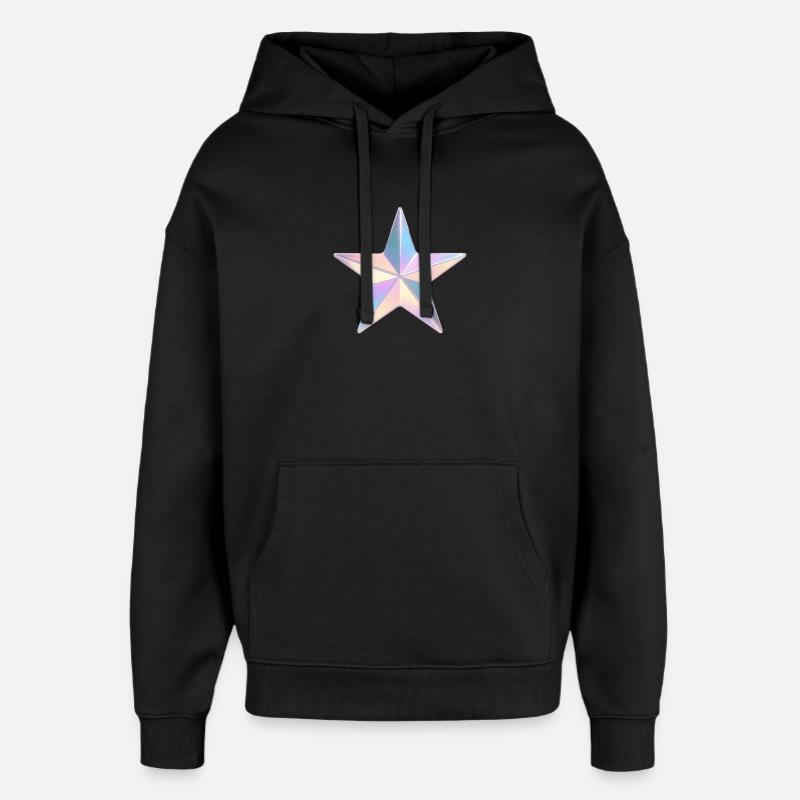 Étoile irisée pastel - Sweat à capuche unisexe Stanley/Stella Oversized - noir