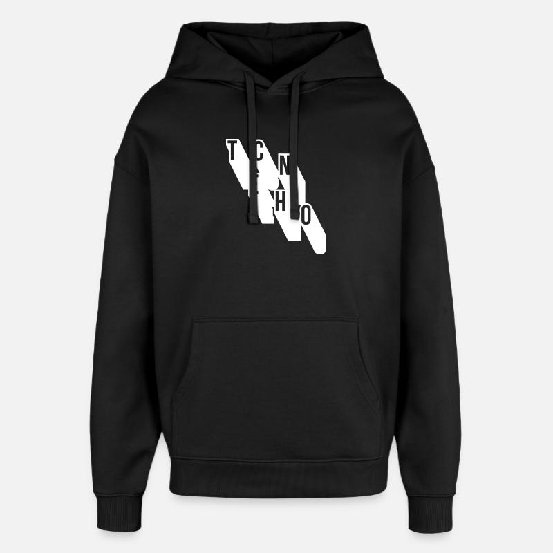 techno music geometric logo design - Oversized Unisex Hoodie by Stanley/Stella - black