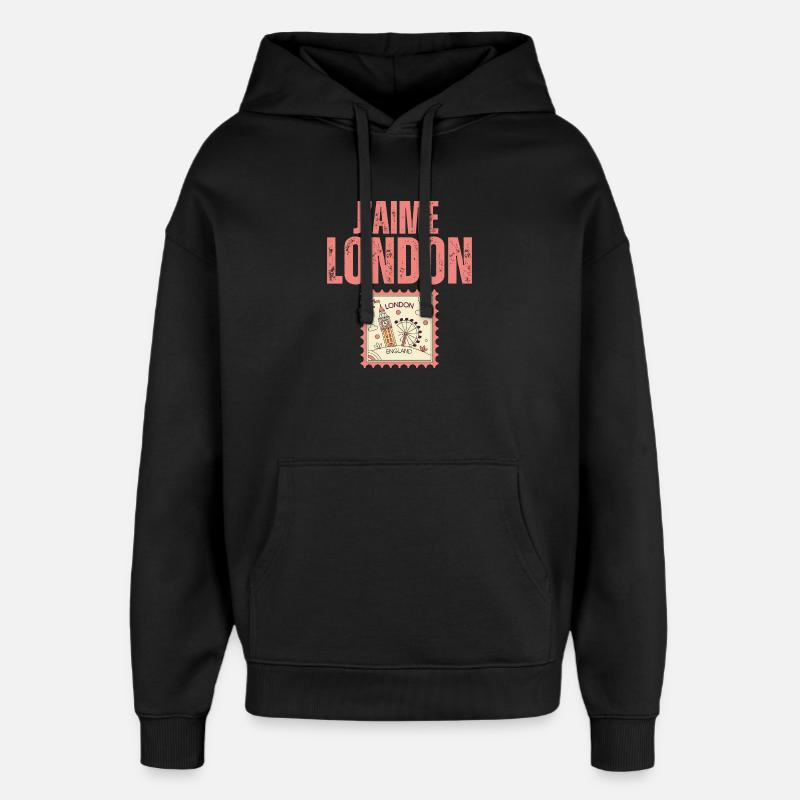 j’aime London - Sweat à capuche unisexe Stanley/Stella Oversized - noir