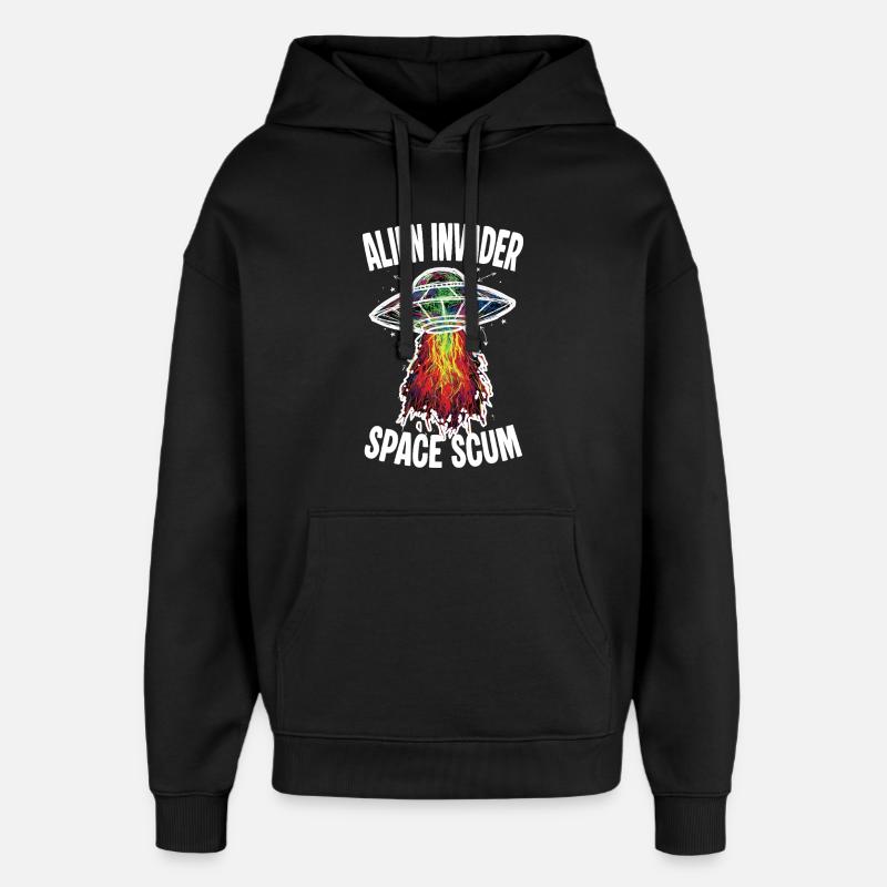 OVNI Alien Invader Space Scum Scribble - Sweat à capuche unisexe Stanley/Stella Oversized - noir
