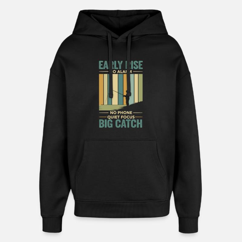 Pêche Pêcheur Hobby Pêcheur Rétro - Sweat à capuche unisexe Stanley/Stella Oversized - noir